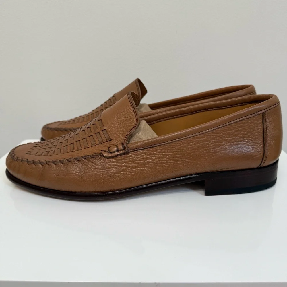 Bostonian Men's Tan Soft Leather Woven Leather Loafer Men's Size 12 M Career